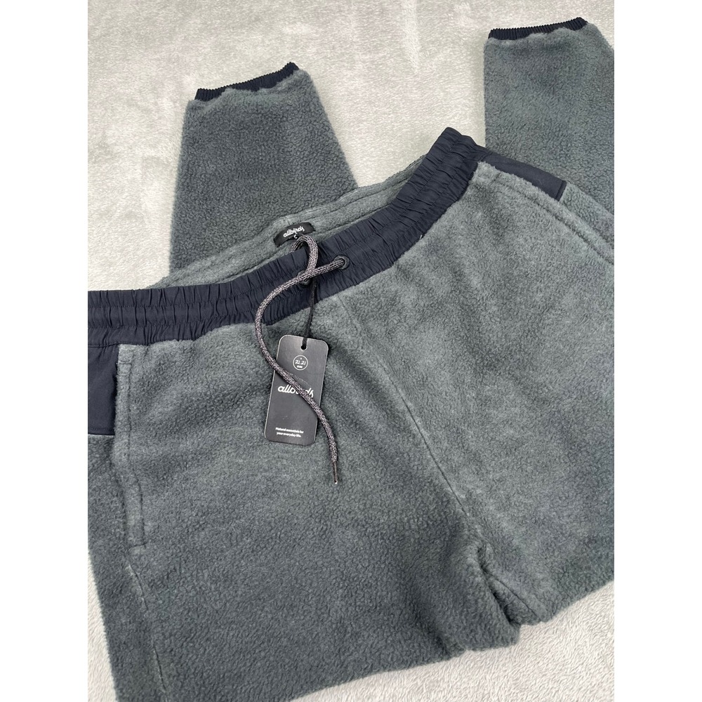 Allbirds Fleece Merino Wool Blend Joggers Drawstring Pockets Natural Black L